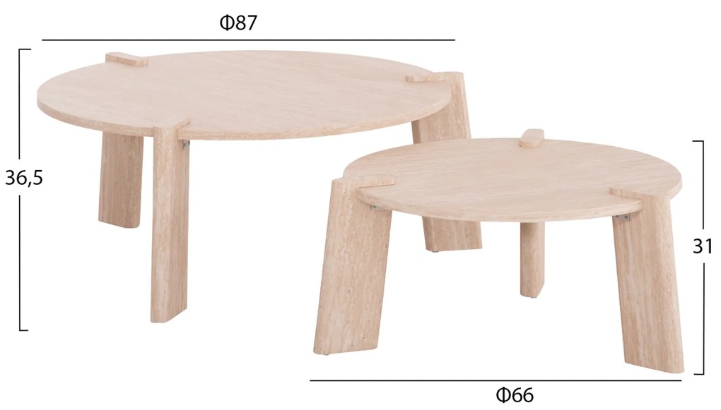 ΣΕΤ 2ΤΜΧ ΤΡΑΠΕΖΙΑ ΣΑΛΟΝΙΟΥ EQUIL HM9943.01 MDF ΜΕ ΜΕΛΑΜΙΝΗ-ΦΥΣΙΚΟ 66x66εκ + 87x87εκ (1 Τεμμάχια)