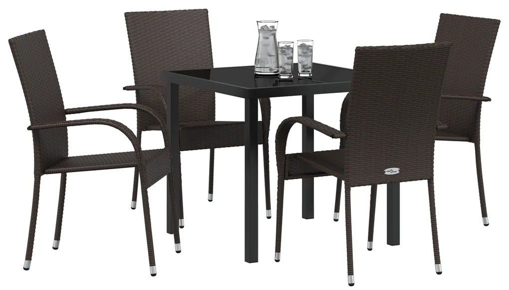 vidaXL Σέτ φαγητού για κήπο 5 pcs Καστανό Ράτα PE