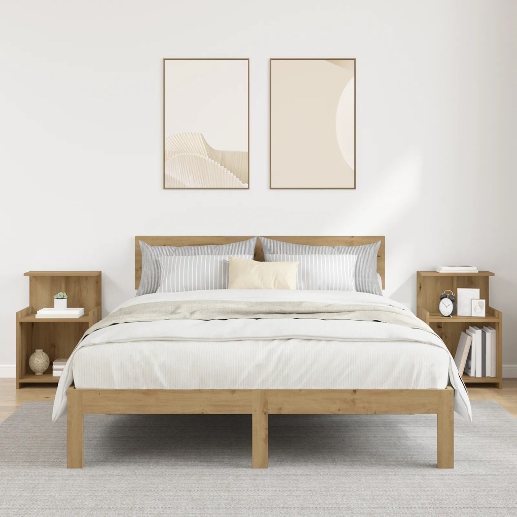 vidaXL Κομοδίνα 2 τεμ Καρυδιά 40x35x60 εκ. Επεξεργασμένο ξύλο