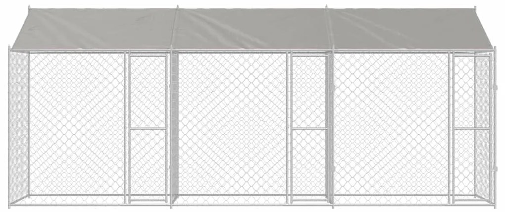 vidaXL Κλουβί σκύλου Ασημί 600 x 200 x 256 εκ. Επικαλυμμένος Χάλυβας