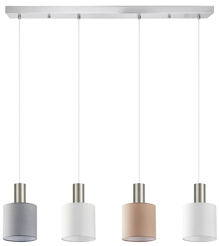 Φωτιστικό Οροφής  SE21-NM-4-4BL-SH123 ADEPT FLEX Nickel Matt Pendant White, Grey, Brown Fabric Shade+ - 77-8932 - 51W - 100W - 77-8932