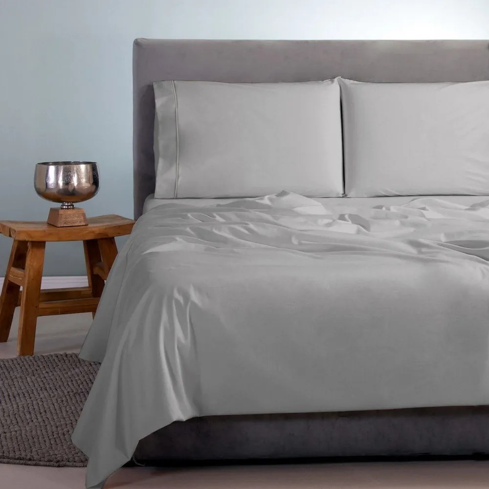 Σεντόνια Satin Plain (Σετ 4τμχ) Warm Grey Aslanis Home King Size 260x265cm 100% Βαμβακοσατέν