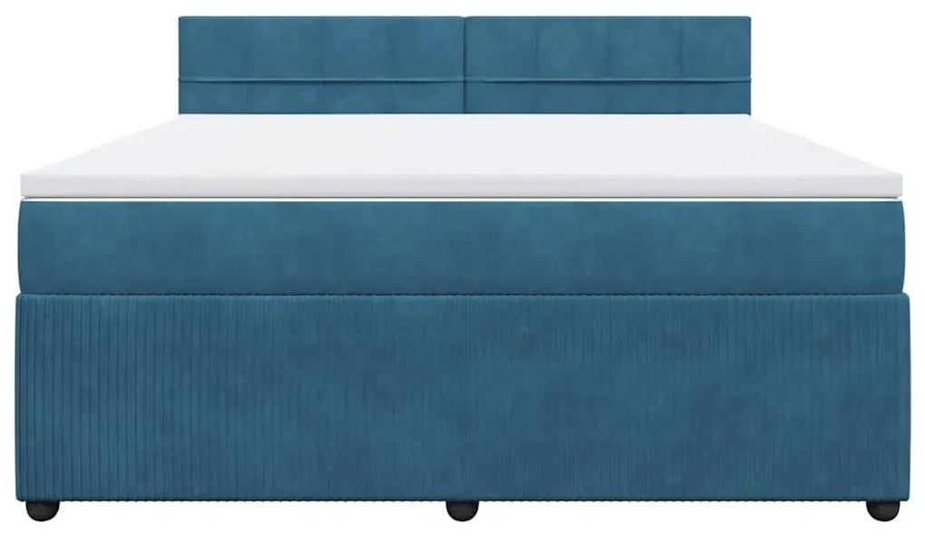 vidaXL Κρεβάτι Boxspring με Στρώμα Μπλε 180x200 εκ. Βελούδινο