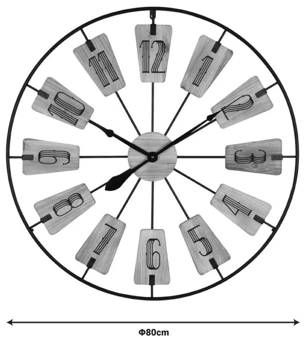 Ρολόι τοίχου Fepo Inart μέταλλο σε μαύρη απόχρωση 80x3x80εκ 80x3x80 εκ.