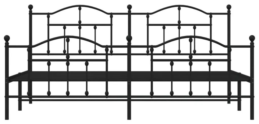 Πλαίσιο Κρεβατιού με Κεφαλάρι&amp;Ποδαρικό Μαύρο 200x200εκ. Μέταλλο - Μαύρο