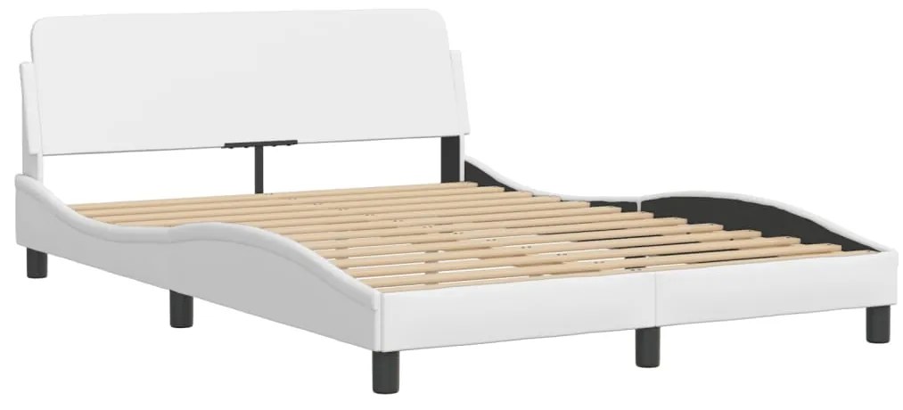 vidaXL Πλαίσιο κρεβατιού με LED χωρίς στρώμα Hvar Λευκό 140x190 εκ.
