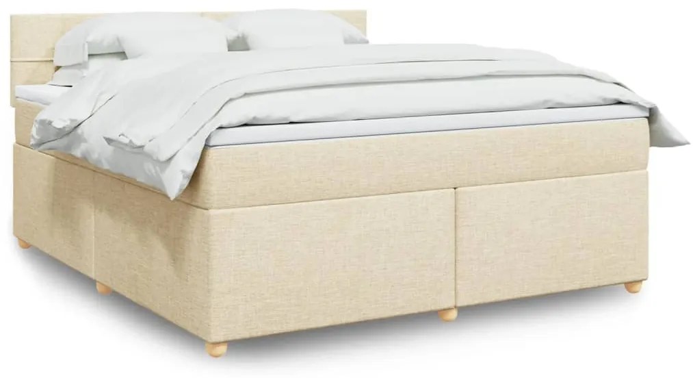 vidaXL Κρεβάτι Boxspring με Στρώμα Κρεμ 180x200 εκ. Υφασμάτινο