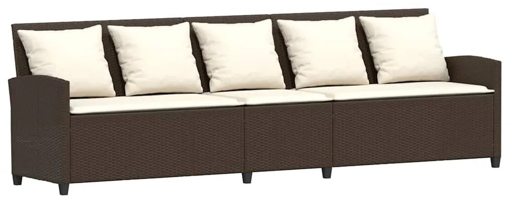 vidaXL Καναπές κήπου 5θέσιος με μαξιλάρια Brown Poly Rattan