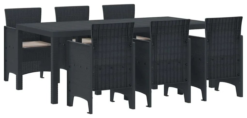 vidaXL Σέτ φαγητού για κήπο 7 pcs Ανθρακί Rattan Polt