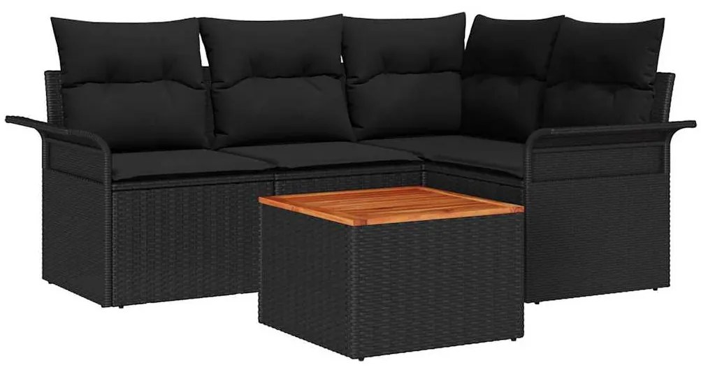 vidaXL Σετ Καναπέ Κήπου 5 pcs Μαύρο Πολυ ράταν