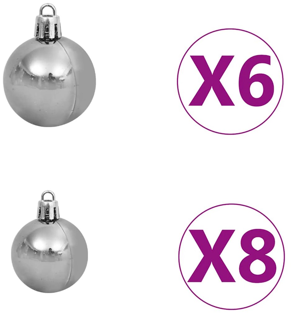 vidaXL Τεχνητό Χριστουγεννιάτικο Δέντρο LED & Σετ Μπαλών Πράσινο 150 cm PET