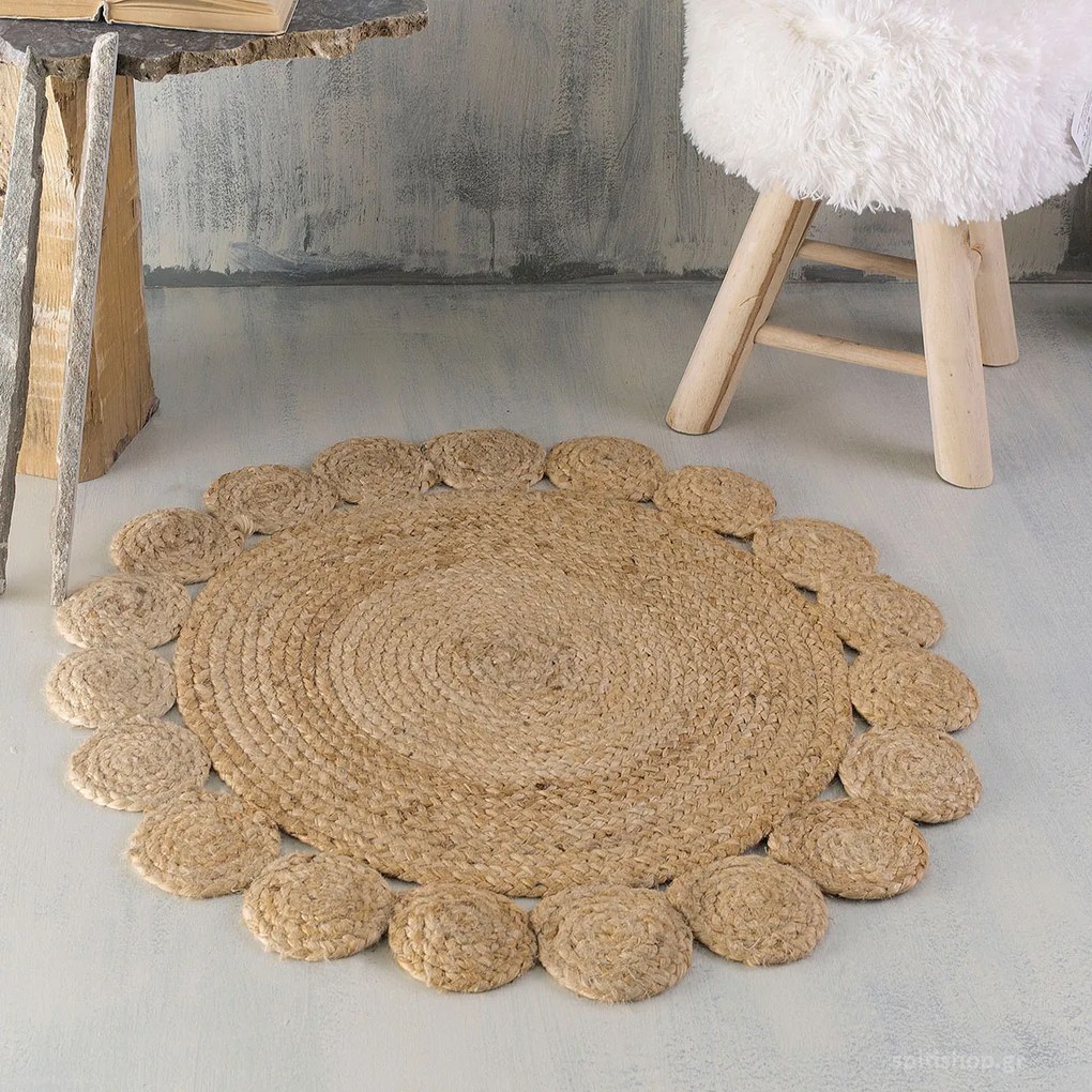 Στρογγυλό Πατάκι (Φ70) Rythmos Rattan Flower