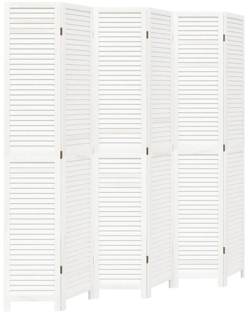 vidaXL Διαχωριστικό Χώρου με 6 Πάνελ Λευκό από Μασίφ Ξύλο Παυλώνιας