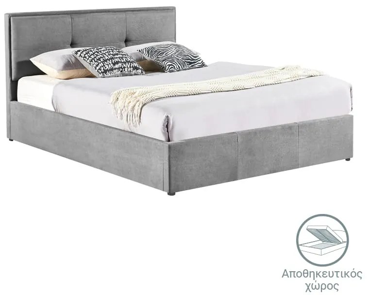 Κρεβάτι διπλό Sonnie pakoworld με αποθηκευτικό χώρο ύφασμα ανθρακί 150x200εκ