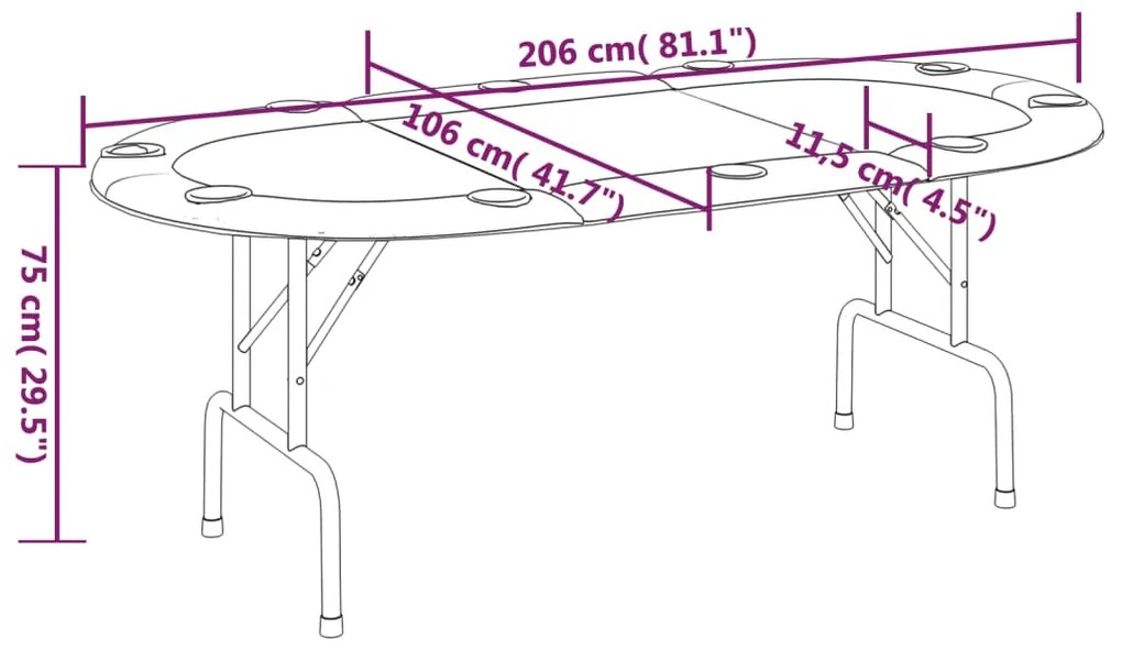 Τραπέζι Πόκερ Πτυσσόμενο για 10 Παίκτες Μπλε 207x106x76 εκ. - Μπλε