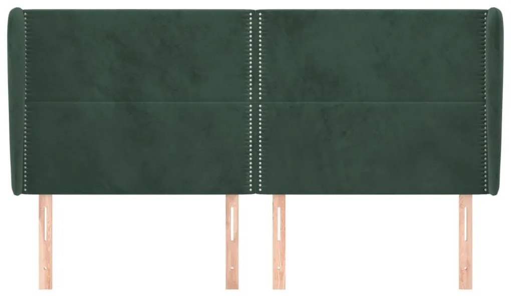 Κεφαλάρι με Πτερύγια Πράσινο 183x23x118/128 εκ. Βελούδινο - Πράσινο