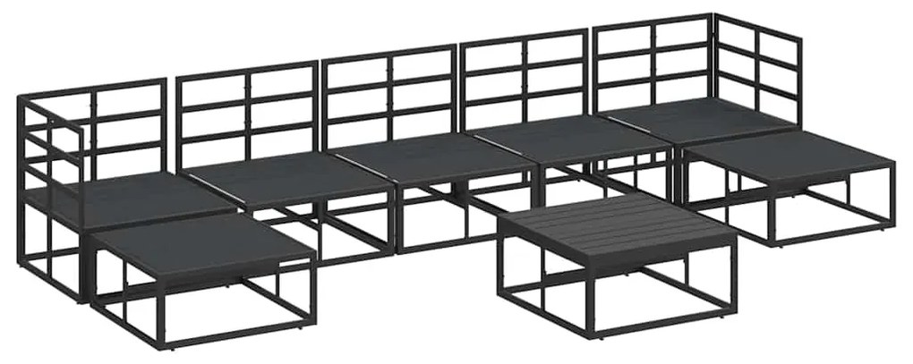 vidaXL Σετ Καναπέ Κήπου με μαξιλάρι 8 pcs Μαύρο Αλουμίνιο