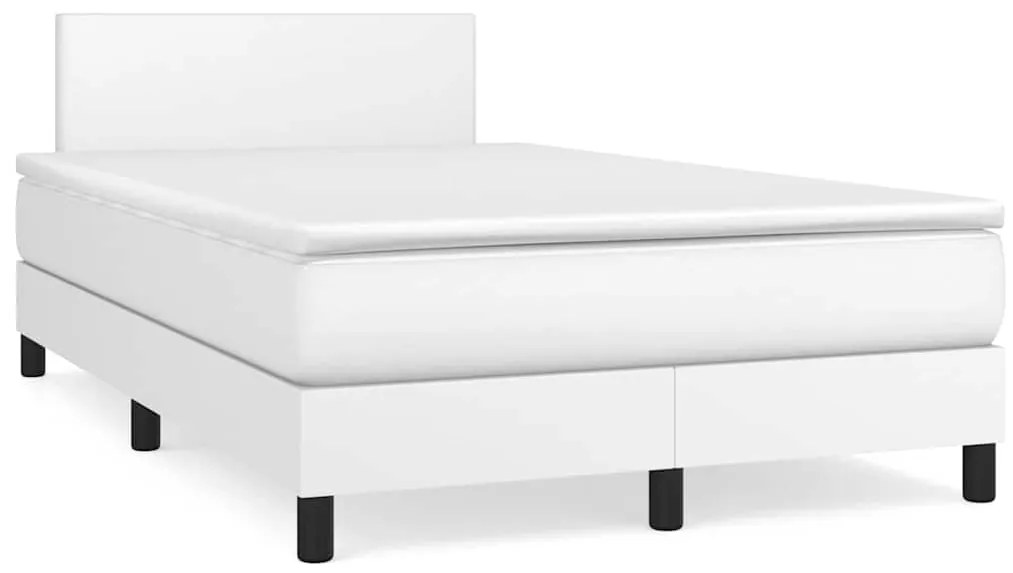 vidaXL Κρεβάτι Boxspring με Στρώμα & LED Λευκό 120x190 εκ. Συνθ. Δέρμα