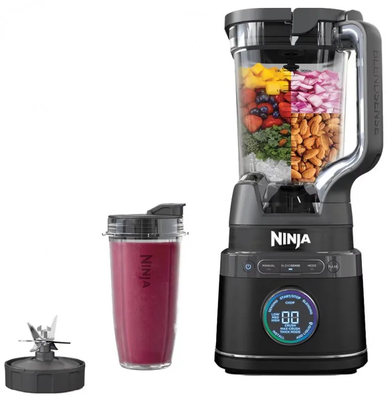 Μπλέντερ Ninja Detect Power Pro & Single Serve TB301EU, 1200W, 2,1L, 10 ταχύτητες + παλμοί, BlendSense, Torque Detect, Χρονοδιακόπτης, Αναγνώριση συστατικών, Μαύρο