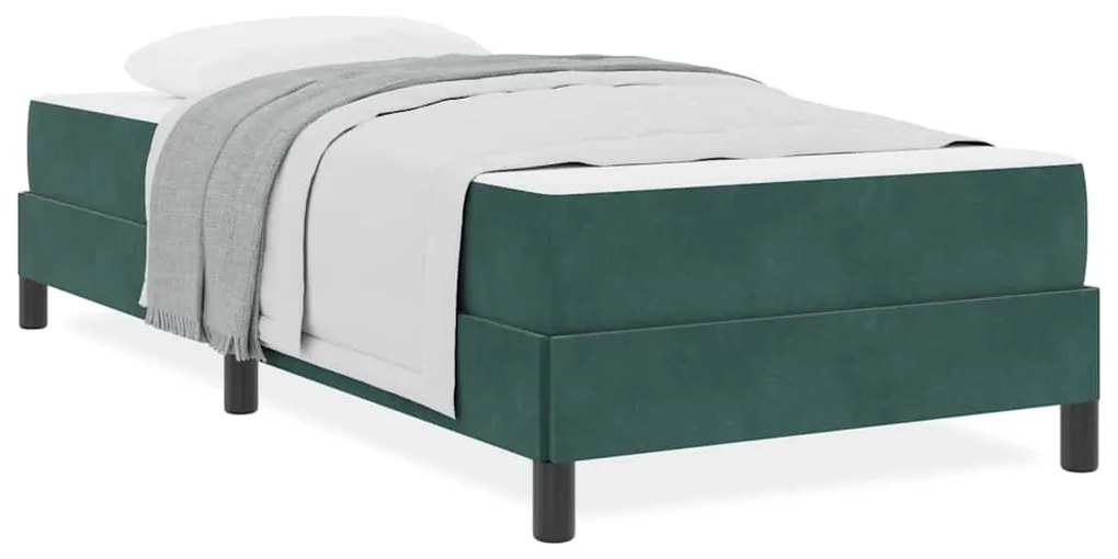 vidaXL Κρεβάτι box spring με στρώμα Σκούρο Πράσινο 90 x 190 cm Βελούδο