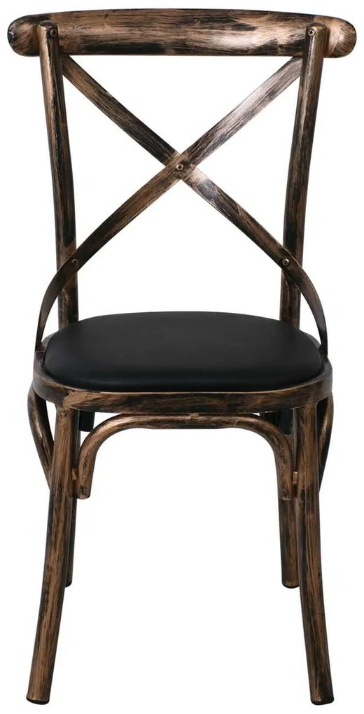 Καρέκλα MARLIN Μεταλική Black Gold/Μαύρο PU 52x46x91cm (Σετ 4 ΤΕΜ)