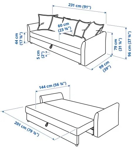 HOLMSUND τριθέσιος καναπές-κρεβάτι 595.169.40
