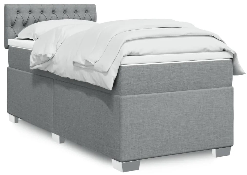 vidaXL Κρεβάτι Boxspring με Στρώμα Ανοιχτό Γκρι 80x200 εκ. Υφασμάτινο