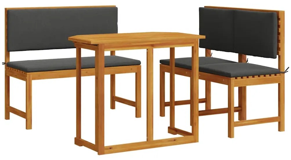 vidaXL Σετ Μπιστρό Κήπου 3 pcs Καφέ Μασίφ ξύλο ακακίας