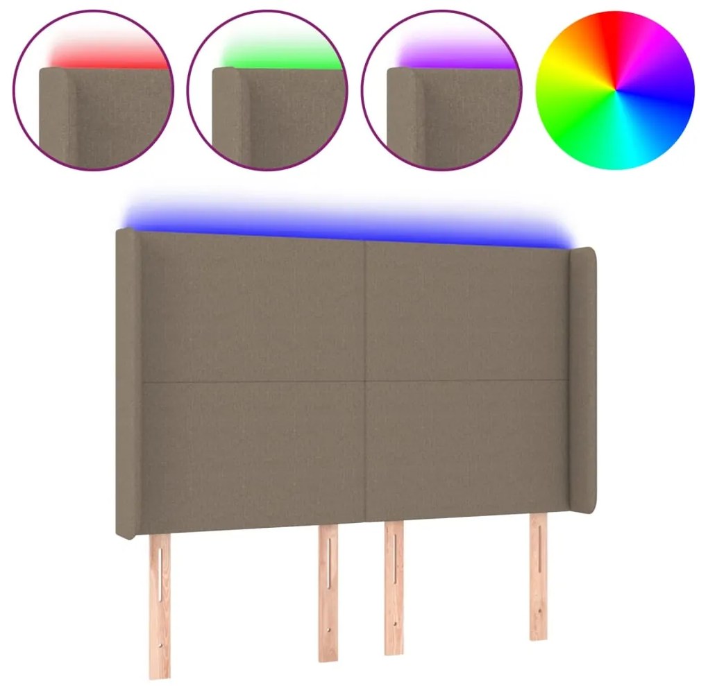 vidaXL Κεφαλάρι Κρεβατιού LED Taupe 147x16x118/128 εκ. Υφασμάτινο