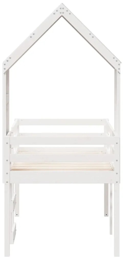 vidaXL Κρεβάτι Υπερυψωμένο με Οροφή 75x190εκ. από Μασίφ Ξύλο Πεύκου