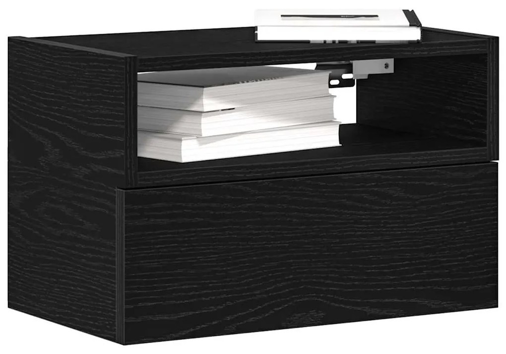 Επιτοίχια κομοδίνα 2 τεμάχια Μαύρο 45x26x28,5 cm