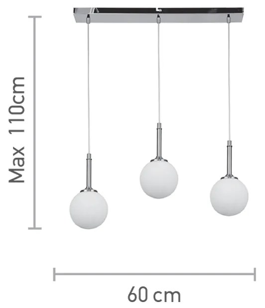 InLight Κρεμαστό φωτιστικό από χρυσαφί μέταλλο και λευκή οπαλίνα 3XG9 D:60cm (4016-3-RAIL)