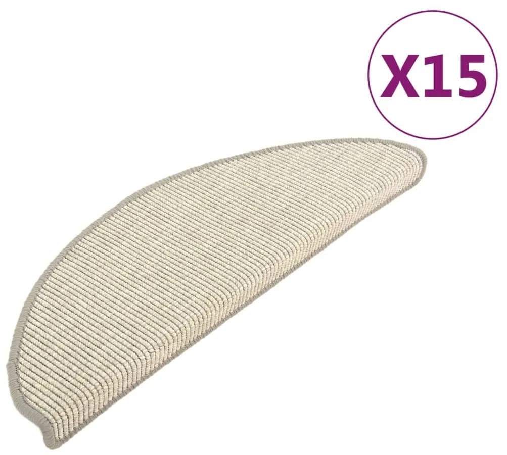 vidaXL Πατάκια Σκαλοπατιών 15 τεμ. Ασημί Ημίστρογγυλά Μεγάλα 65x21x4 εκ.