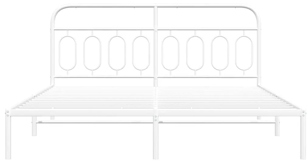 Πλαίσιο Κρεβατιού με Κεφαλάρι Λευκό 160x200 εκ. Μεταλλικό - Λευκό