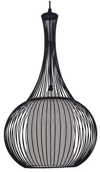 Κρεμαστό Φωτιστικό Οροφής Μαύρο Φ30 GloboStar BERNA 01198-1198-Μαύρο-Λευκό 01198