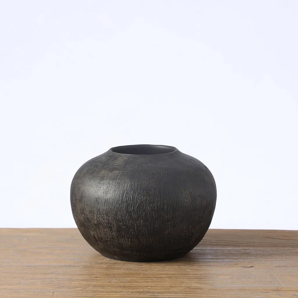Βάζο Ανάγλυφο Polyresin Μαύρο ESPIEL 17x17x12εκ. FIK431