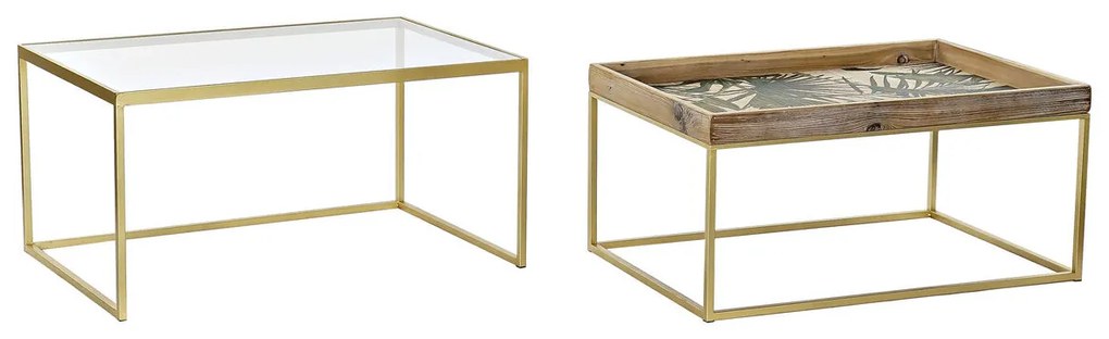 Τραπεζάκι Καφέ DKD Home Decor Χρυσό Φυσικό 90 x 60 x 45 cm