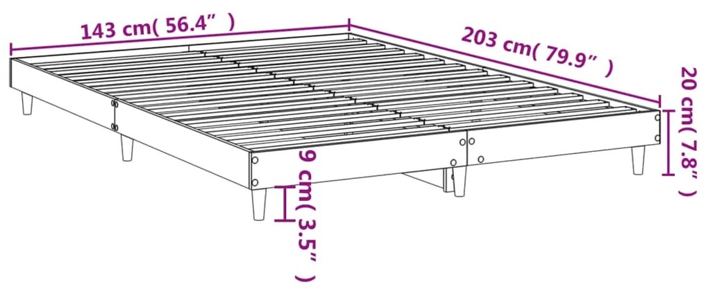 Πλαίσιο Κρεβατιού Λευκό 140 x 200 εκ. Επεξεργ. Ξύλο 832037