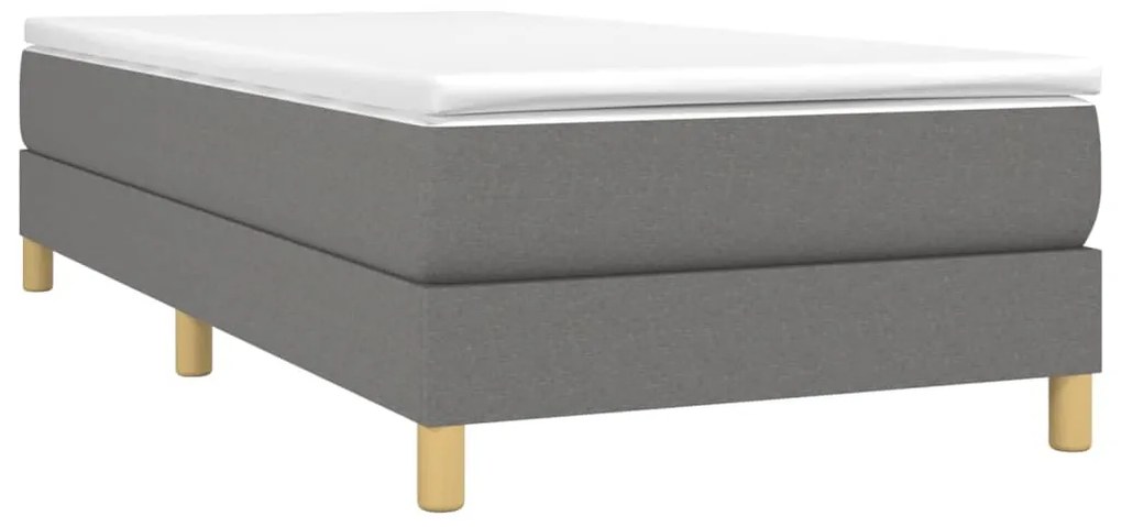 vidaXL Κρεβάτι Boxspring με Στρώμα Σκούρο Γκρι 90x200 εκ. Υφασμάτινο