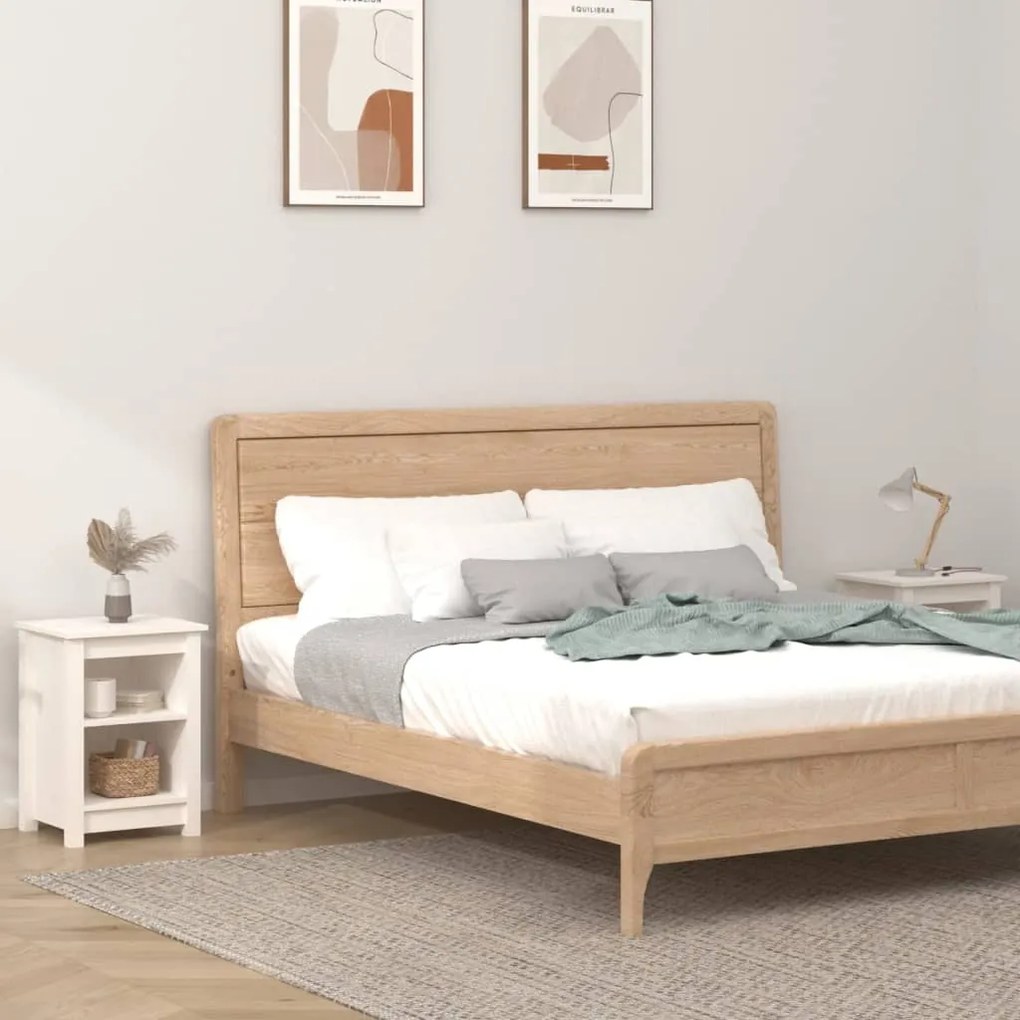 vidaXL Κομοδίνα 2 τεμ. Λευκά 40x35x55 εκ. από Μασίφ Ξύλο Πεύκου