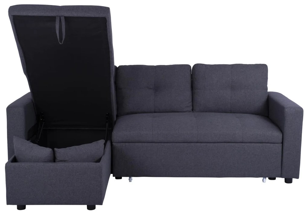Γωνιακός καναπές - Κρεβάτι WAYNE Ύφασμα Γκρί 224x147x85Υ εκ. 224x147x85 εκ.