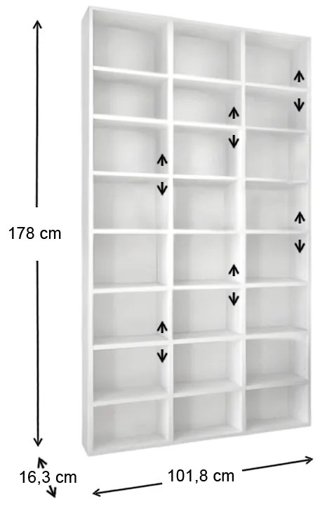 Βιβλιοθήκη μελαμίνης Fyodor Megapap χρώμα λευκό 102x16x178εκ. - Μελαμίνη - GP041-0045,1