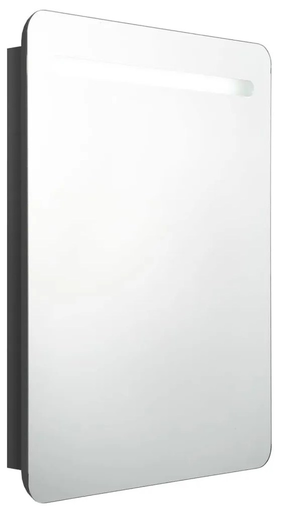 Καθρέφτης Μπάνιου με Ντουλάπι &amp; LED Λαμπερό Μαύρο 60x11x80 εκ. - Μαύρο