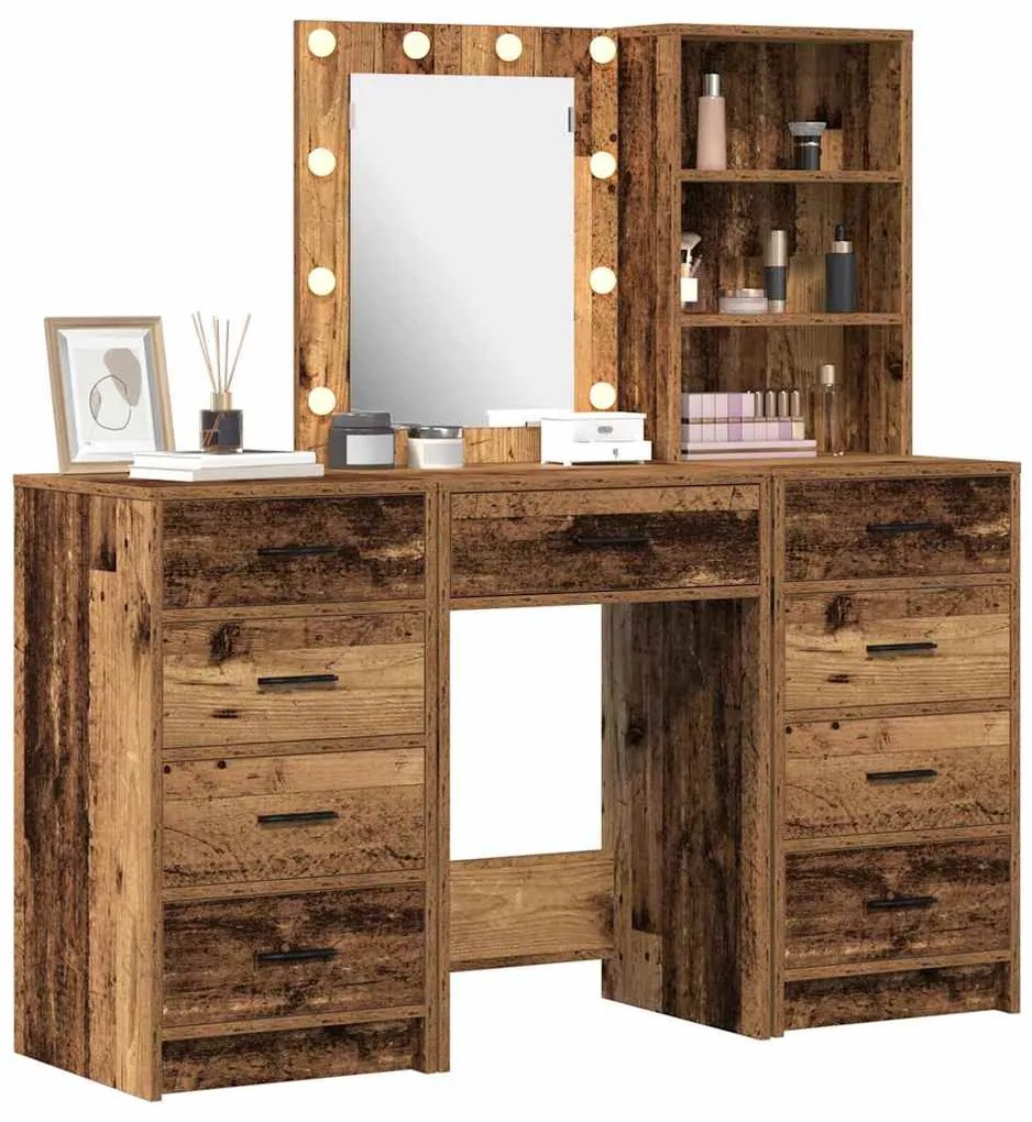 vidaXL Τραπέζι περιποίησης με συρτάρι 3 pcs Καφέ 40 x 41 x 135 εκ.
