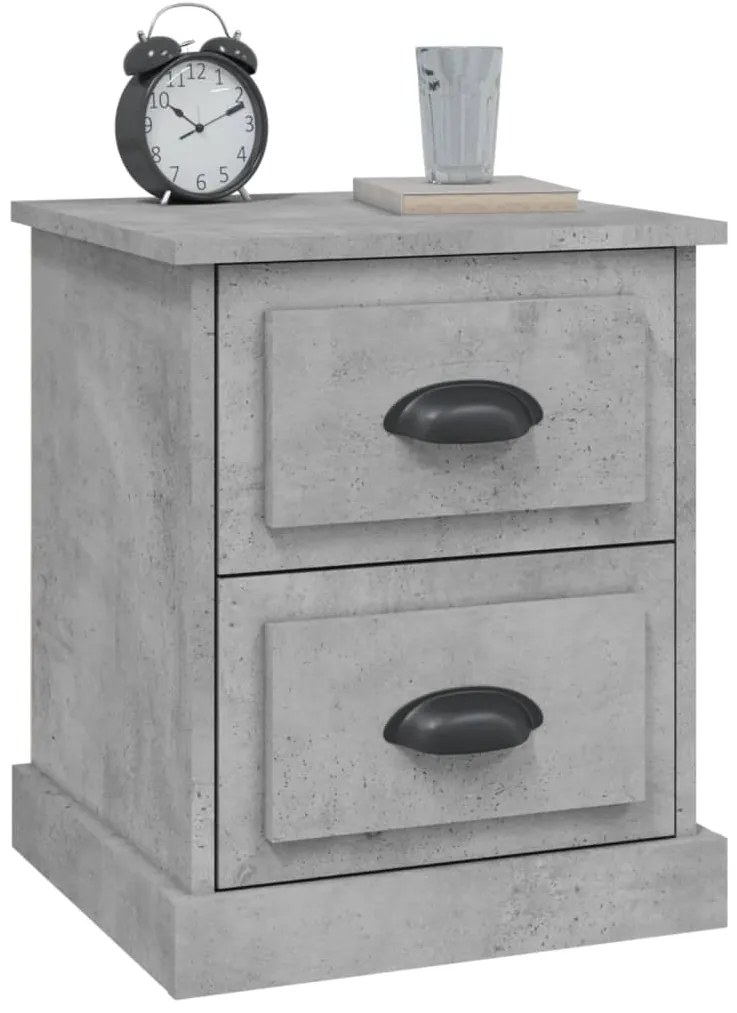 vidaXL Κομοδίνα 2 τεμ. Γκρι Σκυροδέματος 39x39x47,5 εκ. Επεξεργ. Ξύλο