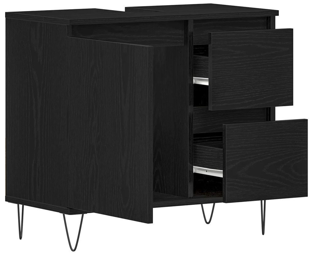 vidaXL Ντουλάπι Χωρις Νιπτήρα Μαύρη Δρυς 65x33x60 εκ Επεξεργασμένο Ξύλο