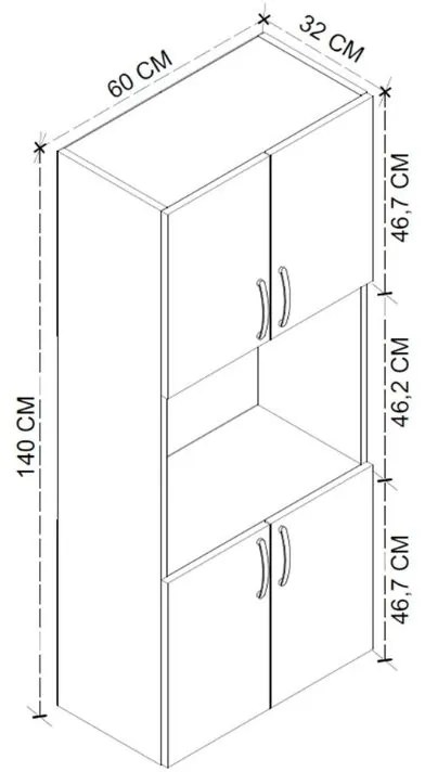 Ντουλάπα κουζίνας Armado Megapap χρώμα ανθρακί 60x32x140εκ.