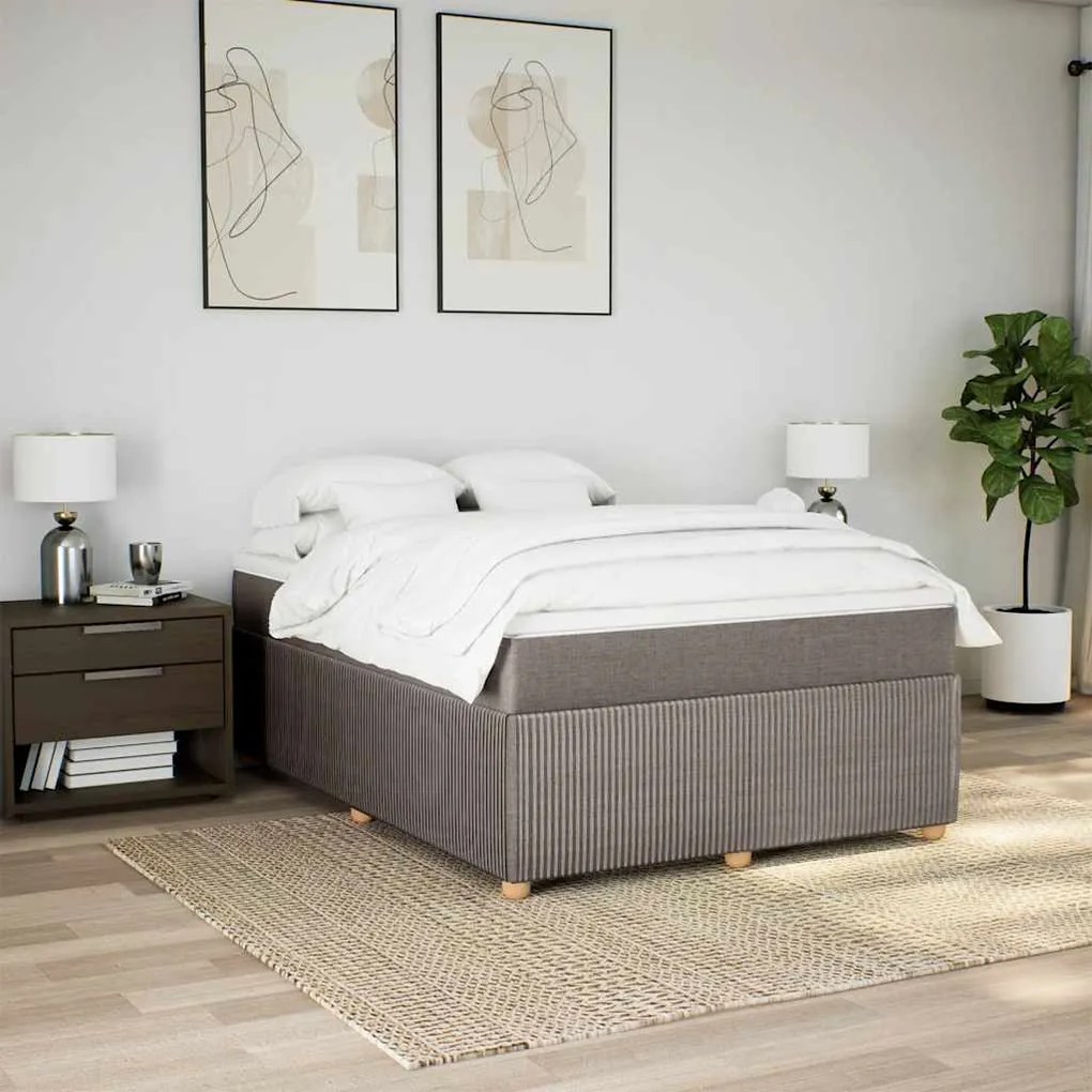 vidaXL Κρεβάτι Boxspring με Στρώμα Taupe 160x200 εκ. Υφασμάτινο