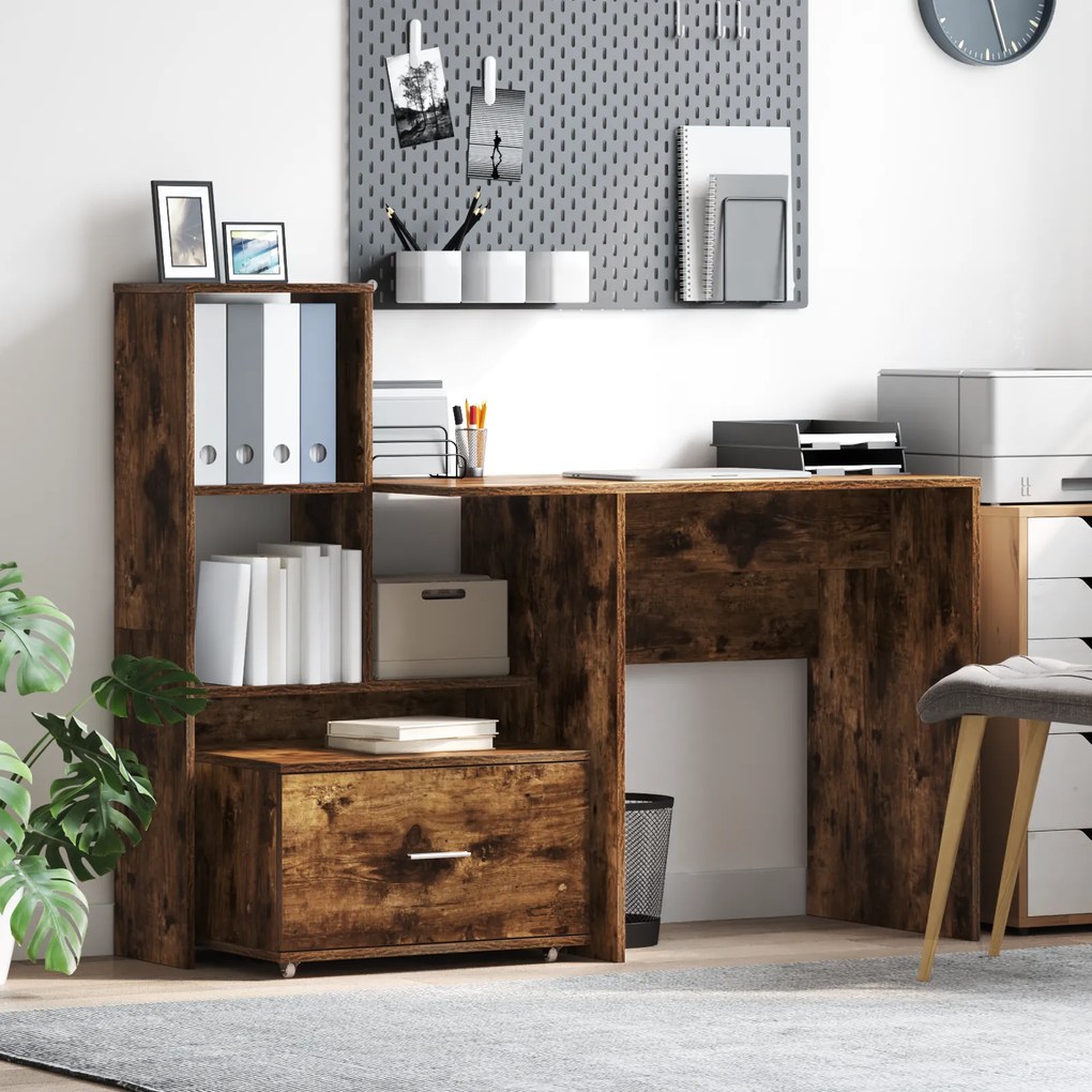 vidaXL Γραφείο Καπνιστή δρυς 131.5 x 50 x 106.5 εκ. Επεξεργασμένο ξύλο