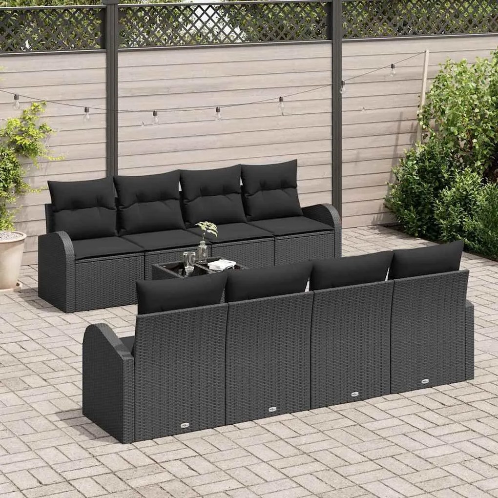vidaXL Σετ Καναπέ Κήπου 7 pcs Μαύρο 55 x 55 x 37 εκ συνθετικό ρατάν